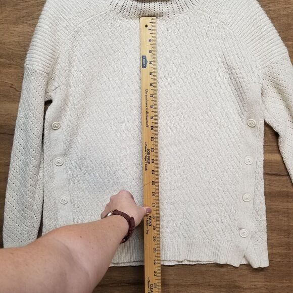 St John's Bay Woman's Size S Sweater Off White Gold Threads Buttons Cottagecore - Picture 8 of 8